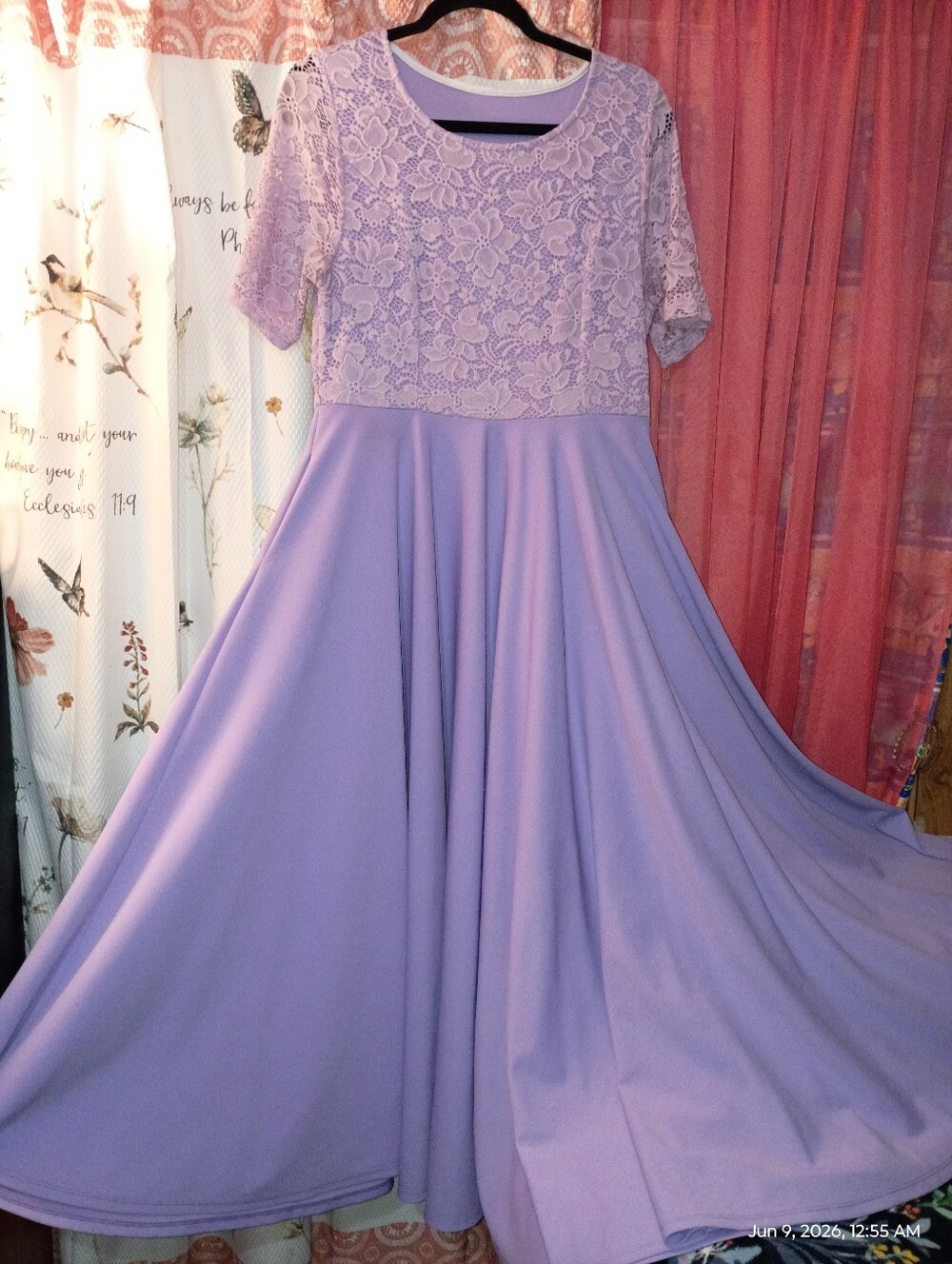 Lilac Lace Bodice Full Skirt Dress